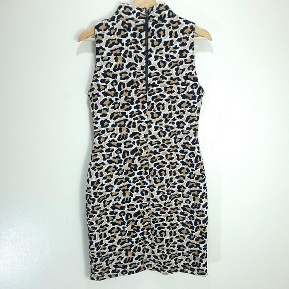 Lord & Taylor Design Lab Leopard Print Mock Neck Sheath Dress - Picture 3 of 10